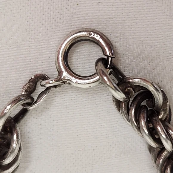 Italian Silver Rope Chain Bracelet - Picture 4 of 9